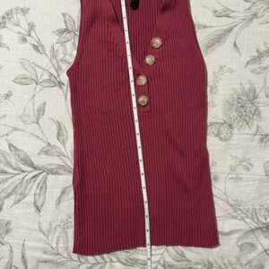 BCBGMaxAzria Burgundy Button-Accent Tank Top